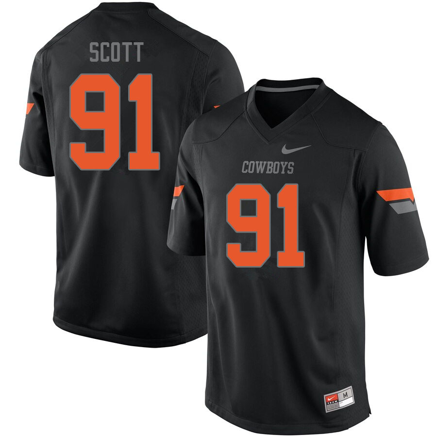Men #91 Mike Scott Oklahoma State Cowboys College Football Jerseys Sale-Black